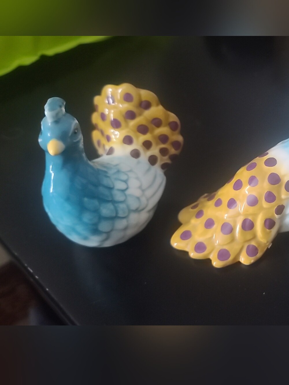 Blue and Yellow Ceramic Peacock Salt and Pepper Shakers